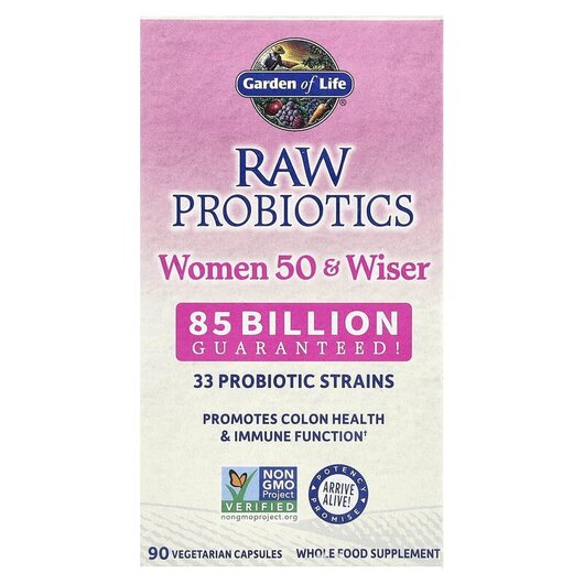 Основне фото товару RAW Probiotics Women 50 & Wiser, Пробіотики для жінок 50+, 90