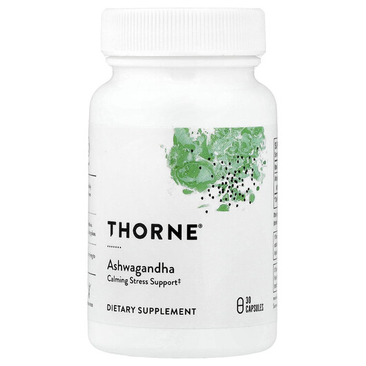 Основне фото товару Thorne, Ashwagandha 120 mg, Ашваганда, 30 капсул