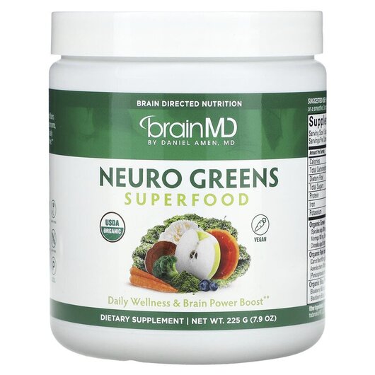 Основное фото товара Neuro Greens Superfood Основное фото товара BrainMD, Суперфуд, Neuro Greens Superfood, 225 г