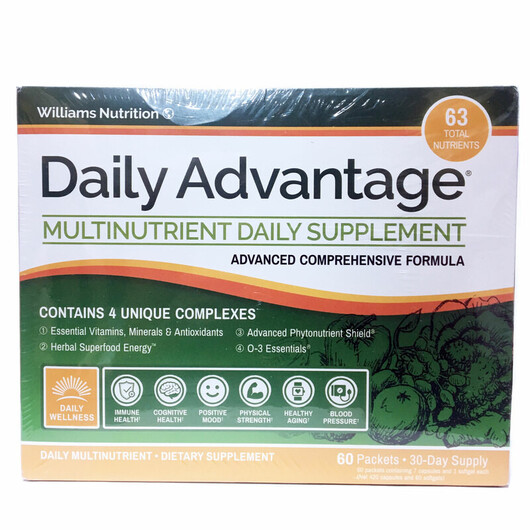 Основне фото товару Daily Advantage Multinutrient Daily Supplement Основне фото товару Williams Nutrition, Daily Advantage, Щоденна добавка, 60 упаковок