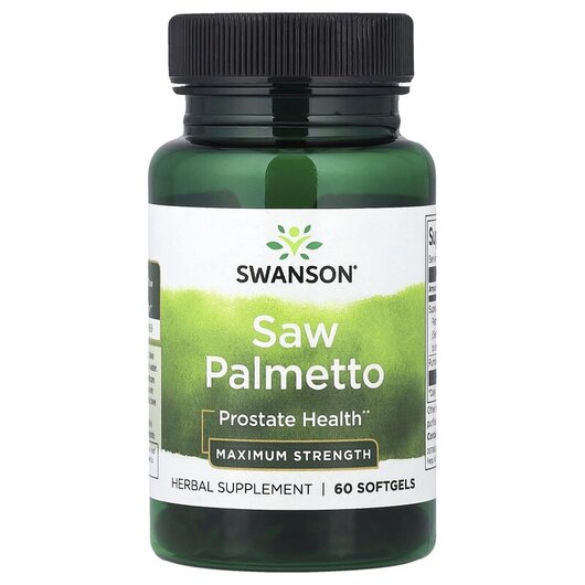 Основне фото товару Swanson, Saw Palmetto Maximum Strength, Со Пальметто, 60 капсул
