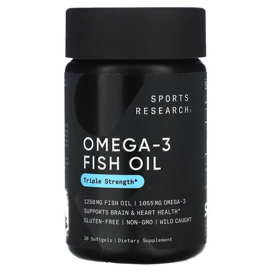 Основне фото товару Sports Research, Omega-3 Fish Oil, Риб'ячий жир Омега-3, 30 