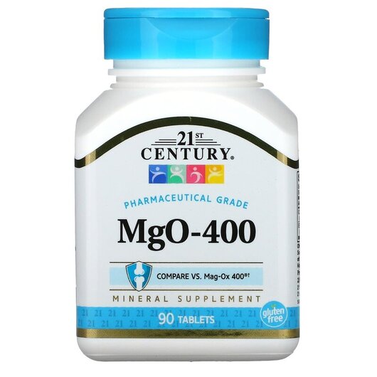 Основне фото товару 21st Century, MgO Magnesium Oxide 400 mg, Магній 400 мг, 90 табле
