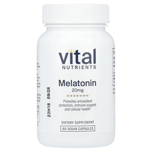 Основное фото товара Vital Nutrients, Мелатонин, Melatonin 20 mg, 60 капсул