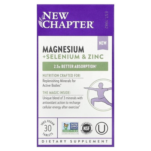 Основне фото товару New Chapter, Magnesium + Selenium & Zinc, Магній, 30 таблеток