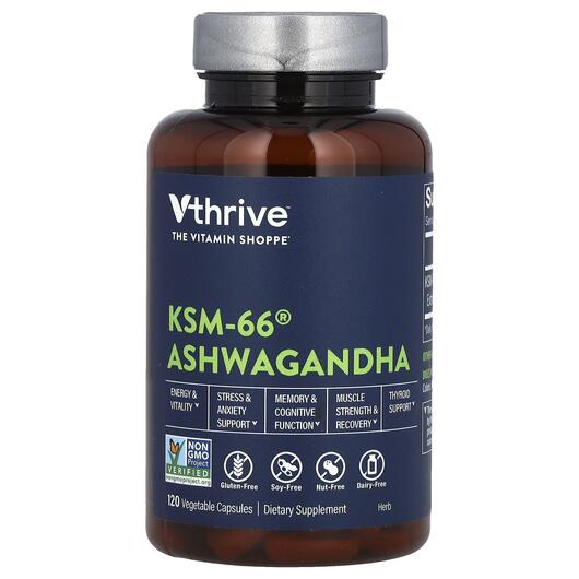 Основное фото товара Vthrive, Ашваганда, KSM-66 Ashwagandha, 120 капсул