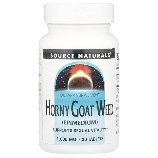 Основне фото товару Source Naturals, Horny Goat Weed 1000 mg, Горянка, 30 таблеток