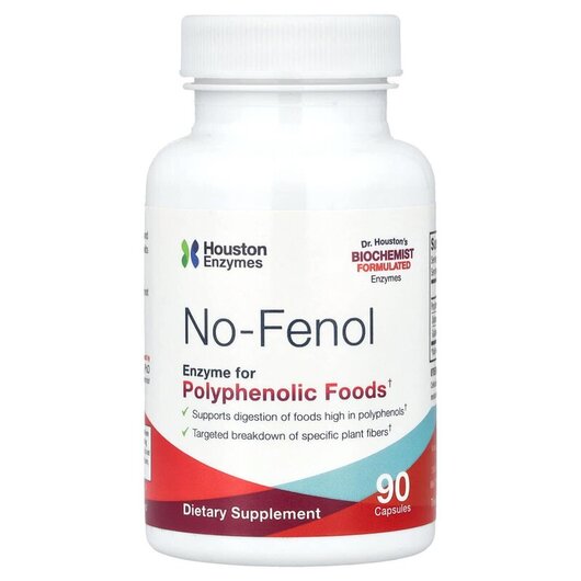 Основне фото товару No-Fenol Enzymes Основне фото товару Houston Enzymes, No-Fenol, Фермент для поліфенолів, 90 капсул