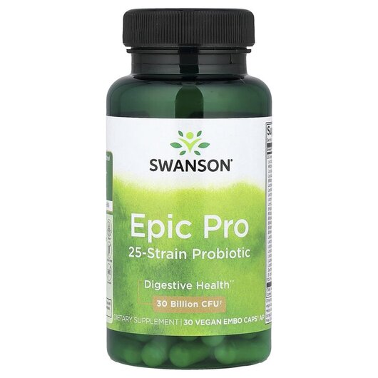 Основное фото товара Epic Pro 25-Strain Probiotic Digestive 30 Billion CFU Основное фото товара Swanson, Пробиотики, Epic Pro, 30 капсул