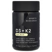 Фото товару Sports Research, D3 + K2 Plant-Based, Вітаміни D3 K2, 120 капсул