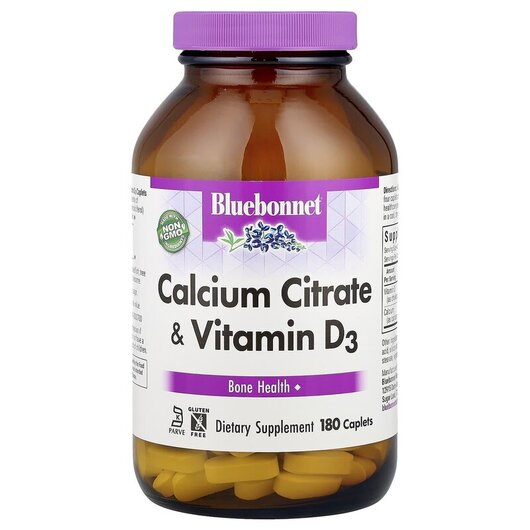 Основное фото товара Calcium Citrate Plus Vitamin D3 Основное фото товара Bluebonnet Nutrition, Кальций D3, Calcium Citrate Plus D3, 180 ка