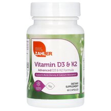 Vitamin D3 & K2 Витамины D3 + K2 Zahler 60 капсул