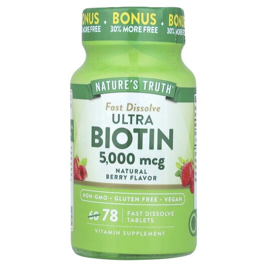 Основное фото товара Vitamins Fast Dissolve Ultra Biotin Natural Berry 5000 mcg Основное фото товара Vitamins Fast Dissolve Ultra Biotin Natural Berry, Витамины, 78 т
