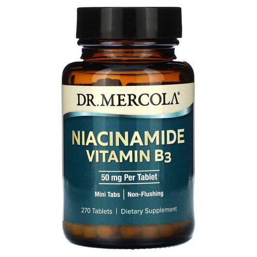 Основне фото товару Dr. Mercola, Niacinamide Vitamin B3 50 mg, Ніацинамід, 270 таблет