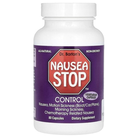 Основне фото товару Nausea Stop Control Основне фото товару Dr. Barton's, Nausea Stop Control, Підтримка Нудоти, 80 капс