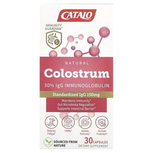 Основне фото товару CATALO, Natural Colostrum 30% IgG Immunoglobulin, Колострум, 30 к
