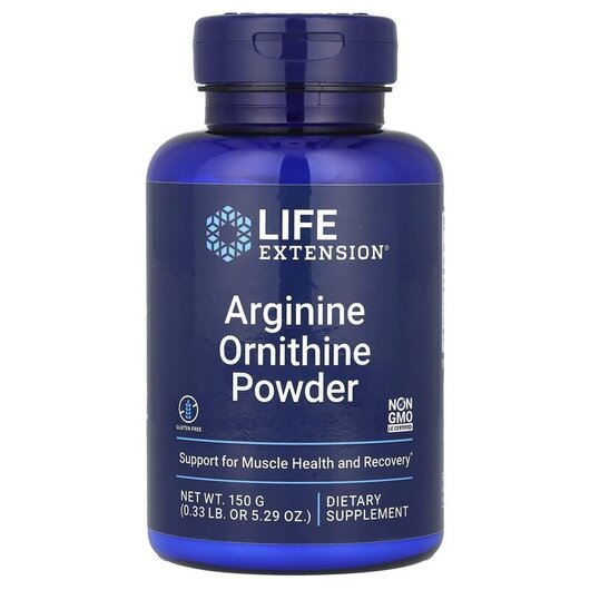 Основне фото товару Life Extension, Arginine Ornithine Powder, L-Аргінін, 150 г