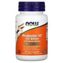 Пробіотики Probiotic-10 100 Billion NOW Foods 30 капсул Пробіотики Probiotic-10 100 Billion NOW Foods 30 капсул
