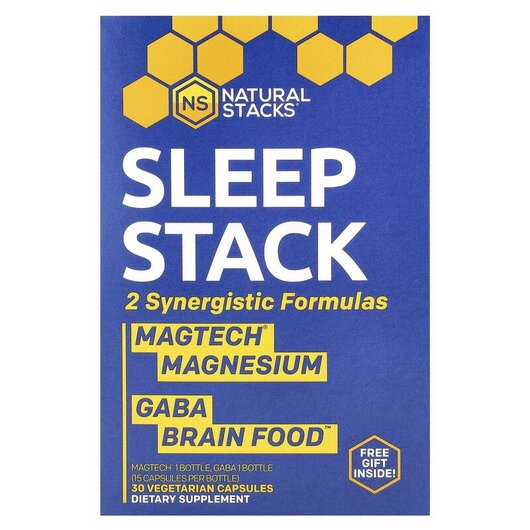 Основне фото товару Sleep Stack 2 Bottles, Підтримка сну, 15 Vegetarian Capsules Each
