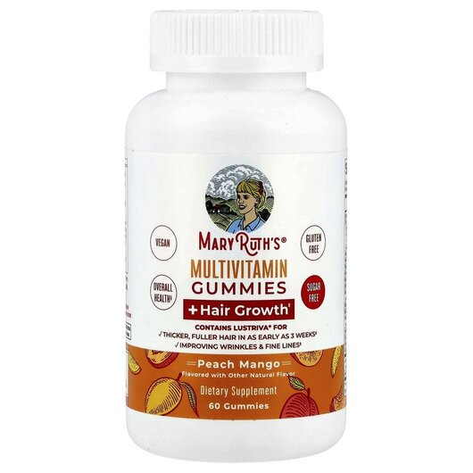 Основное фото товара Multivitamin Gummies + Hair Growth Peach, Поддержка роста волос, 
