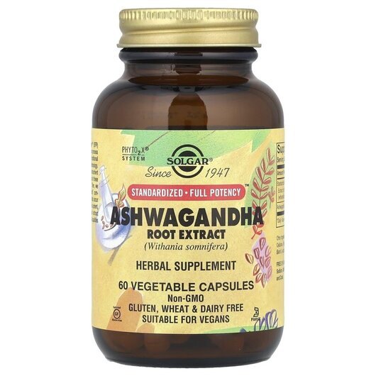 Основне фото товару Ashwagandha Root Extract Основне фото товару Solgar, Ashwagandha Root Extract, Ашваганда, 60 капсул