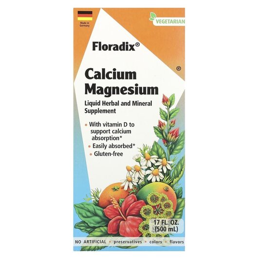 Основне фото товару Floradix Calcium Magnesium with Vitamin D & Zinc Основне фото товару Gaia Herbs, Calcium Magnesium, Кальцій Магній Цинк та D3, 500 мл