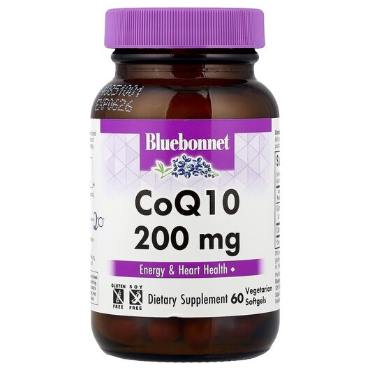 Основне фото товару CoQ10 200 mg Основне фото товару Bluebonnet Nutrition, CoQ10 200 mg, Убіхінон 200 мг, 60 капсул