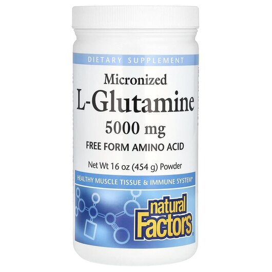 Основное фото товара Micronized L-Glutamine Powder 5000 mg Основное фото товара Natural Factors, L-Глутамин, Micronized L-Glutamine 5000 mg, 454