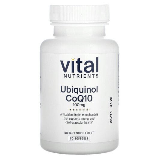 Основное фото товара Ubiquinol CoQ10 Основное фото товара Vital Nutrients, Убихинол, Ubiquinol CoQ10, 60 Vegetarian Softgel
