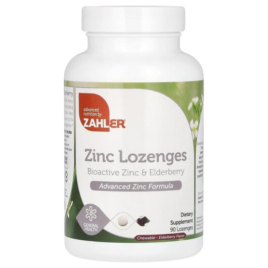 Основное фото товара Zinc Lozenges Bioactive Zinc & Elderberry, Черная Бузина, 90 