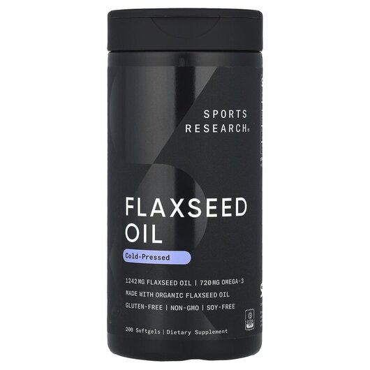 Основне фото товару Sports Research, Flaxseed Oil, Лляна олія, 200 капсул