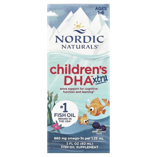 Основне фото товару Nordic Naturals, Children's DHA Xtra, Дитяча ДГК, 60 мл