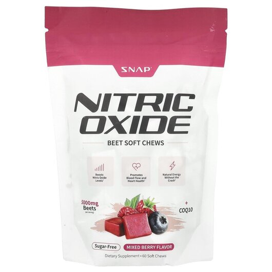 Основне фото товару Nitric Oxide Beet Soft Chews Sugar Free Mixed, Замінник цукру, 60