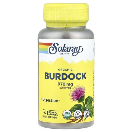 Основне фото товару Solaray, Burdock 485 mg, Лопух 485 мг, 100 капсул