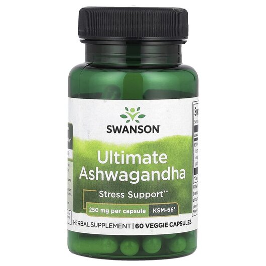 Основне фото товару Ultimate Ashwagandha 250 mg Основне фото товару Swanson, Ultimate Ashwagandha, Ашвагандха, 60 капсул