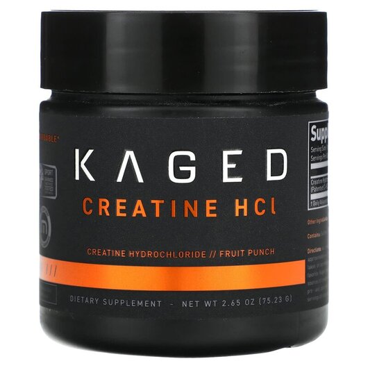 Основное фото товара Kaged, Креатин, Creatine HCl Powder Fruit Punch, 75.23 г