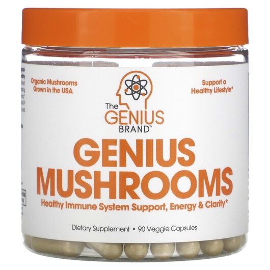 Основне фото товару Genius Mushrooms Основне фото товару The Genius Brand, Genius Mushrooms, Органічні гриби, 90 капсул