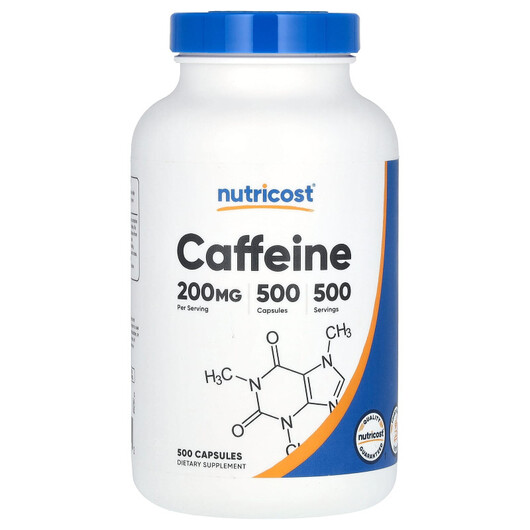 Основне фото товару Nutricost, Caffeine 200 mg, Кофеїн, 500 капсул