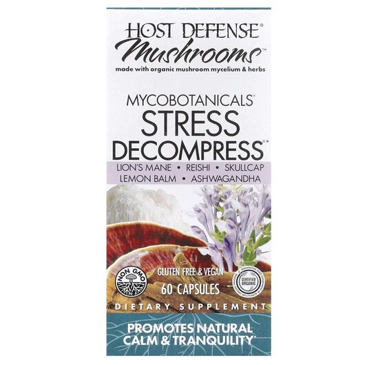 Основное фото товара Host Defense Mushrooms, Грибы, Stress Decompress, 60 капсул