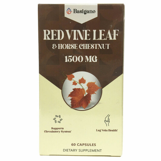 Основное фото товара Basigano, Листья красного винограда, Red Vine Leaf 1500 mg, 60 ка