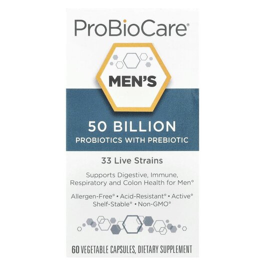 Основне фото товару Men's Probiotics with Prebiotic 50 Billion, Пребіотики, 60 к