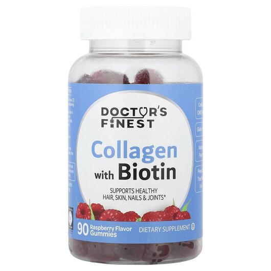 Основне фото товару Doctor's Finest, Collagen & Biotin Raspberry, Колаген, 9