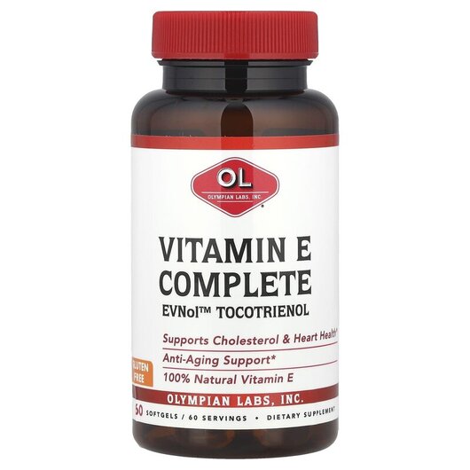 Основное фото товара Olympian Labs, Токотриенолы, Vitamin E Complete, 60 Softгeлs