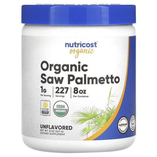 Основне фото товару Nutricost, Organic Saw Palmetto Unflavored, Со Пальметто, 227 г