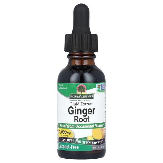 Основне фото товару Nature's Answer, Ginger Alcohol-Free 1000 mg, Корінь Імбиру,