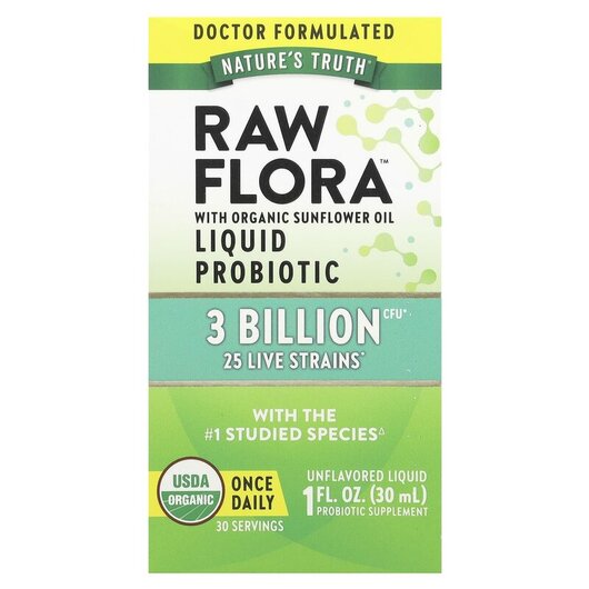 Основное фото товара Пробиотики, Raw Flora Liquid Probiotic Unflavored CFU, 30 мл