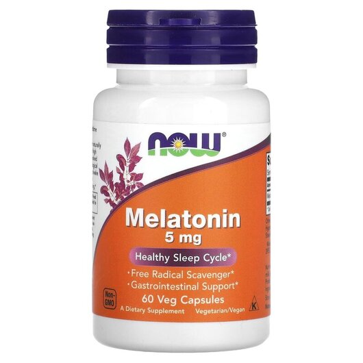 Основне фото товару NOW Foods, Melatonin 5 mg, Мелатонін, 60 капсул