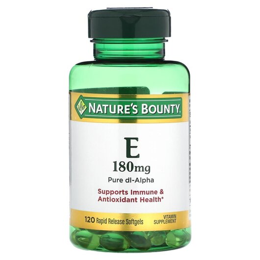 Основне фото товару Vitamin E 180 mg Основне фото товару Vitamin E 180 mg, Вітамін E Токофероли, 120 Rapid Release Softgel