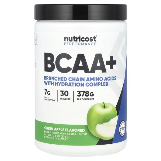 Основное фото товара Nutricost, БЦАА, Performance BCAA+ Green Apple, 378 г