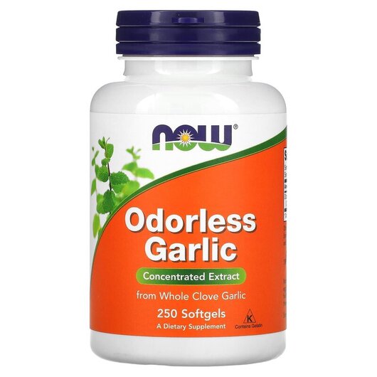 Основне фото товару Odorless Garlic Concentrated Extract Основне фото товару NOW Foods, Odorless Garlic, Екстракт часнику без запаху, 250 капс
